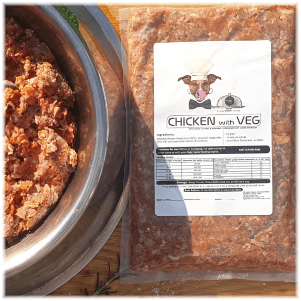 Free Range Chicken and Veg Raw Food for Dogs 100 Organic 500gr